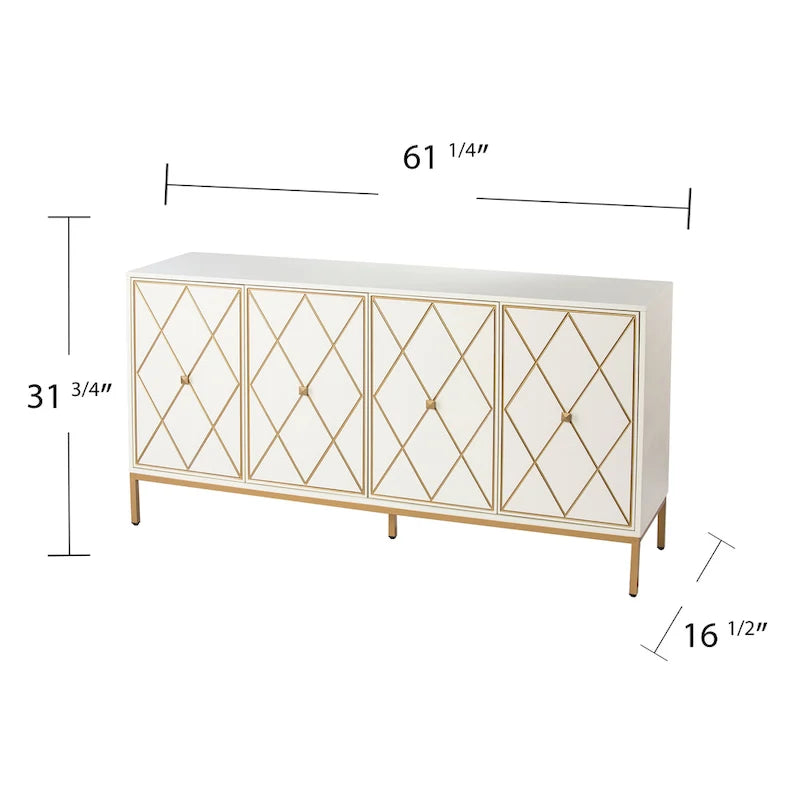 Contemporary Gold Detail Wood Cabinet