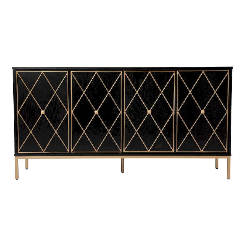 Contemporary Gold Detail Wood Cabinet