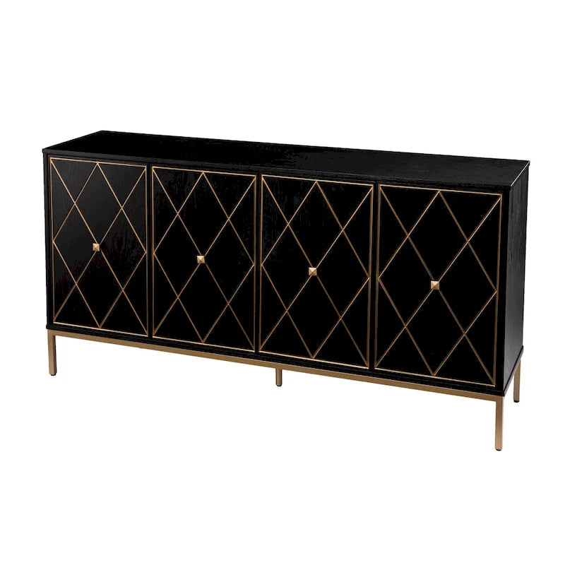 Contemporary Gold Detail Wood Cabinet