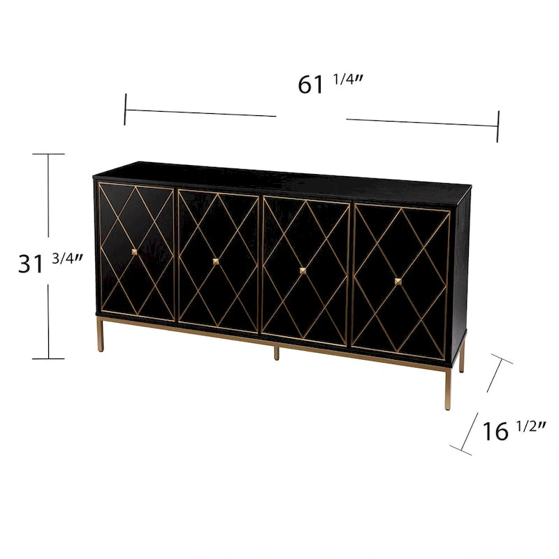 Contemporary Gold Detail Wood Cabinet