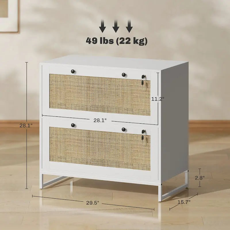 2 Drawer File Cabinet with Lock, Vertical Filing Cabinet with Keys