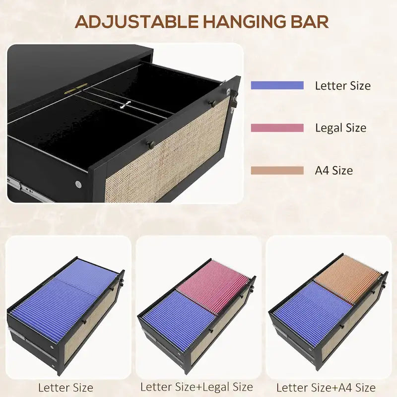 2 Drawer File Cabinet with Lock, Vertical Filing Cabinet with Keys