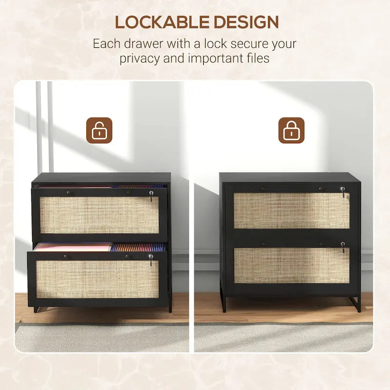 2 Drawer File Cabinet with Lock, Vertical Filing Cabinet with Keys