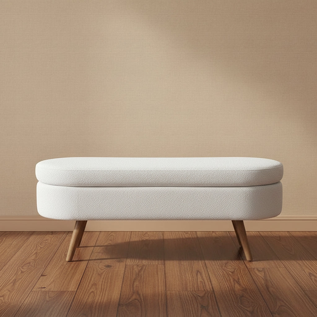 Modern Minimalist Linen Fabric Upholstered Storage Bench with Flip Top