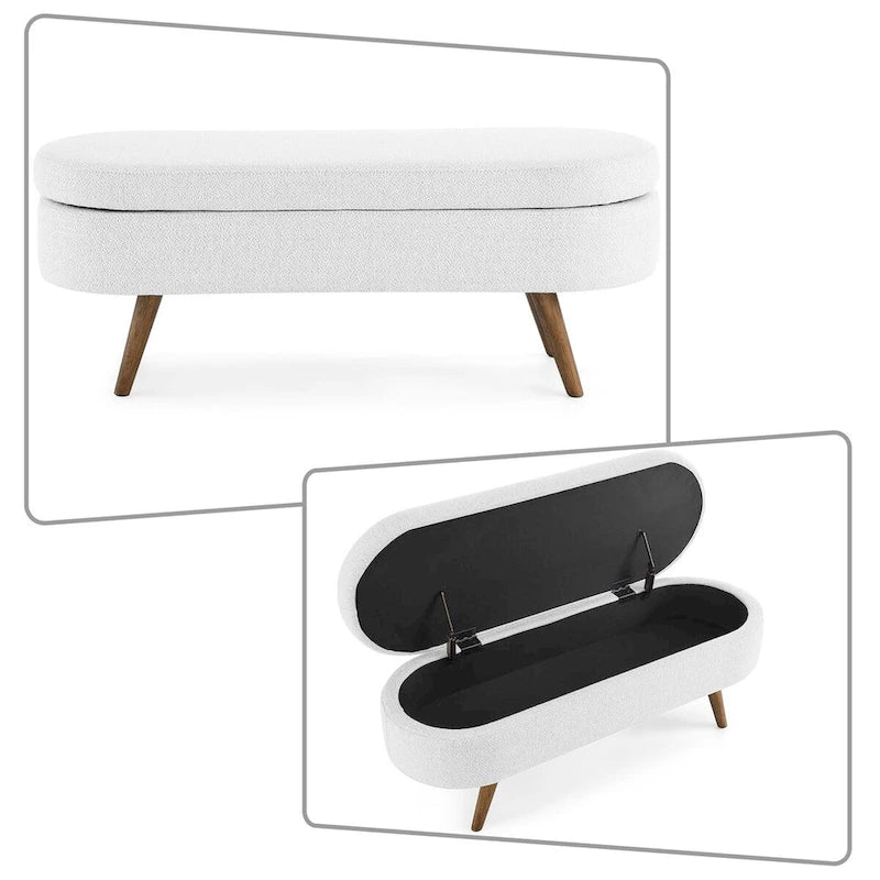 Modern Minimalist Linen Fabric Upholstered Storage Bench with Flip Top