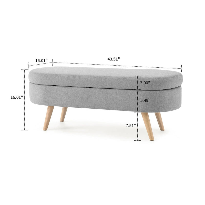 Modern Minimalist Linen Fabric Upholstered Storage Bench with Flip Top