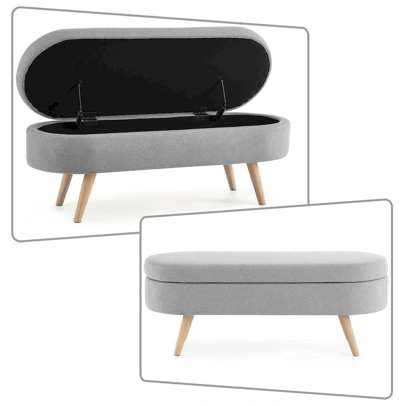 Modern Minimalist Linen Fabric Upholstered Storage Bench with Flip Top
