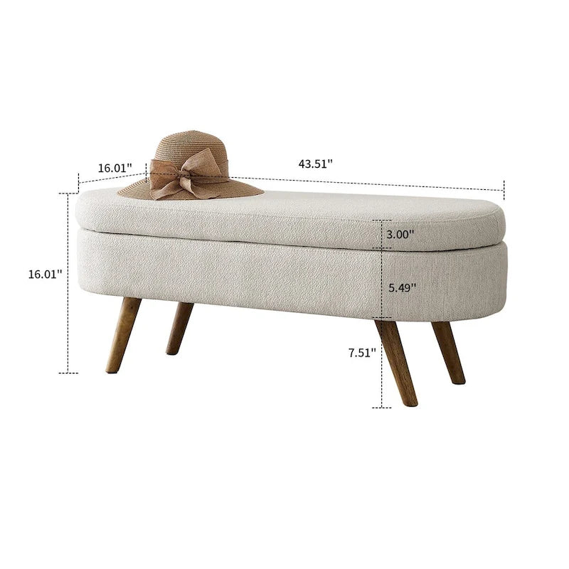 Modern Minimalist Linen Fabric Upholstered Storage Bench with Flip Top
