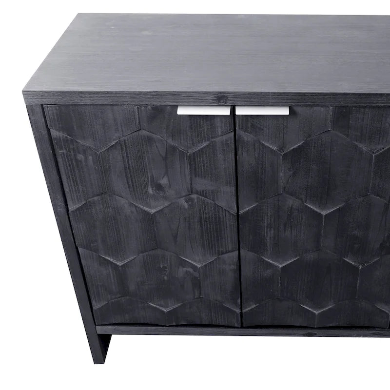 Accent Cabinet Farmhouse Style 4 Door Wooden Cabinet Sideboard Buffet Server Cabinet Storage Cabinet