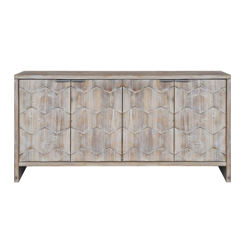 Accent Cabinet Farmhouse Style 4 Door Wooden Cabinet Sideboard Buffet Server Cabinet Storage Cabinet