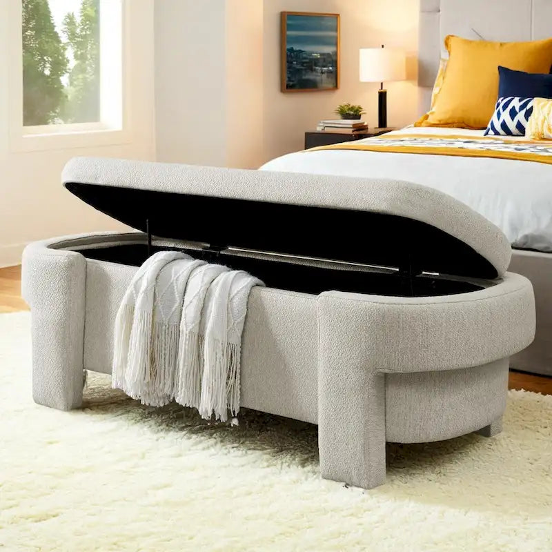 Upholstered Bench with Large Storage SpaceModern Storage Ottoman Benches,for The Living Room, Entryway and Bedroom