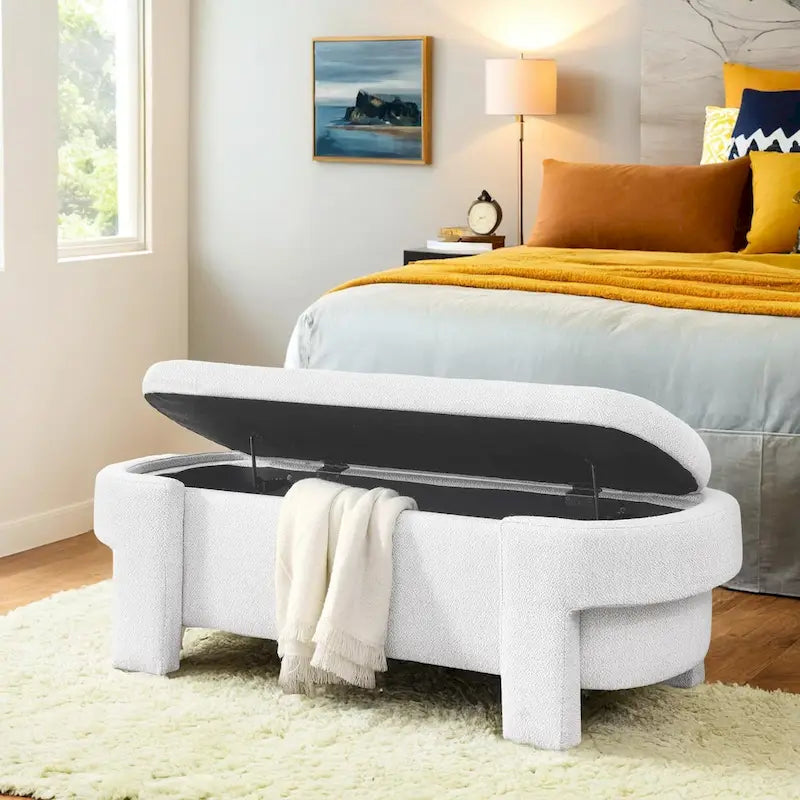 Upholstered Bench with Large Storage SpaceModern Storage Ottoman Benches,for The Living Room, Entryway and Bedroom