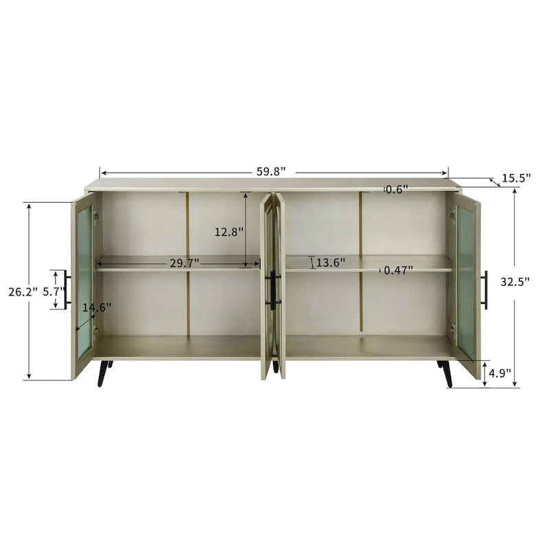 TV Stand for 65+ Inch TV, Wood TV Stand with Storage Cabinet & Adjustable Shelves, Media TV Console for Living Room Bedroom