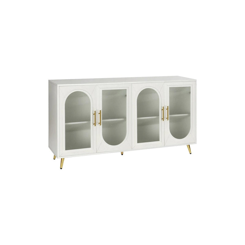 TV Stand for 65+ Inch TV, Wood TV Stand with Storage Cabinet & Adjustable Shelves, Media TV Console for Living Room Bedroom