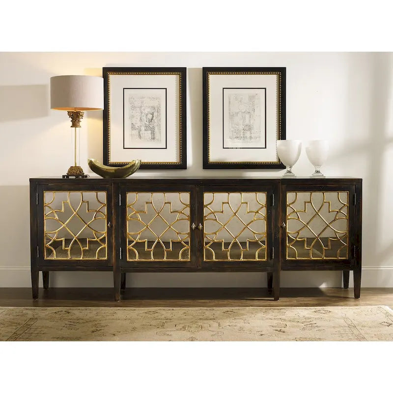 Four Door Mirrored Console- Ebony - 20W x 105L x 38H