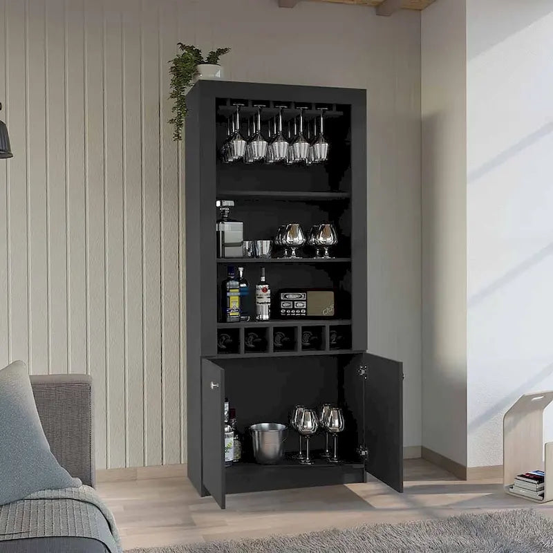 Bar Cabinet for Kitchen, Dining Room ,Living Room, Black