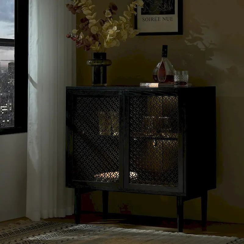 Modern 32Tall 2-Door Accent Cabinet with Light by