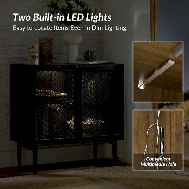 Modern 32Tall 2-Door Accent Cabinet with Light by