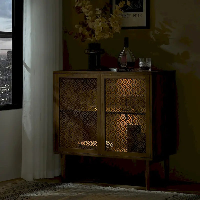 Modern 32Tall 2-Door Accent Cabinet with Light by