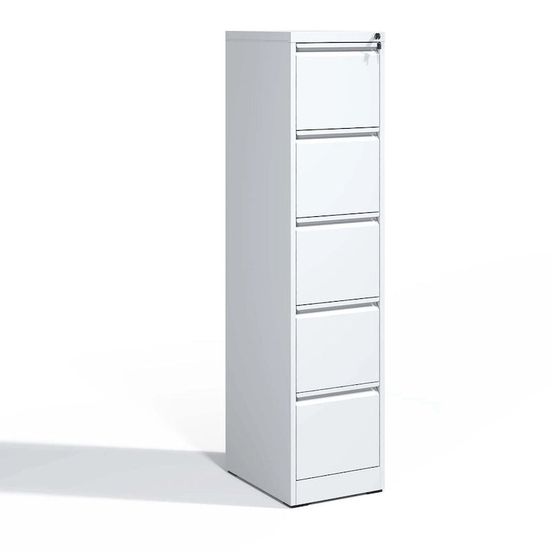 5-Drawers 14.96 W Metal Vertical File Cabinet with Lock Office Home Vertical File Cabinet for A4 Legal/Letter Size