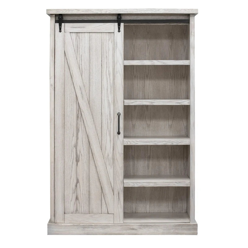 Rustic Barn Door Bookcase, Wood Shelving, Office Bookcase, Brown - 48 W x 72 H x16 D