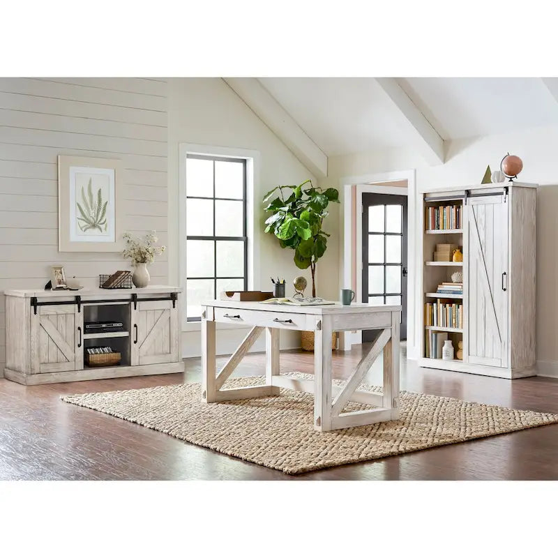 Rustic Barn Door Bookcase, Wood Shelving, Office Bookcase, Brown - 48 W x 72 H x16 D