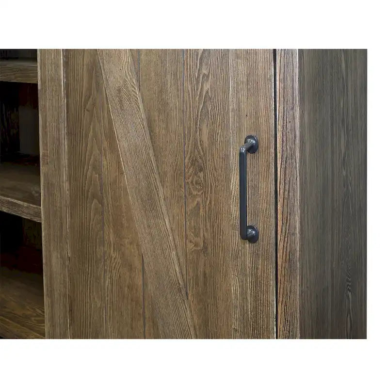 Rustic Barn Door Bookcase, Wood Shelving, Office Bookcase, Brown - 48 W x 72 H x16 D