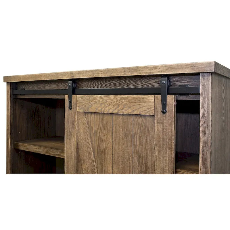 Rustic Barn Door Bookcase, Wood Shelving, Office Bookcase, Brown - 48 W x 72 H x16 D