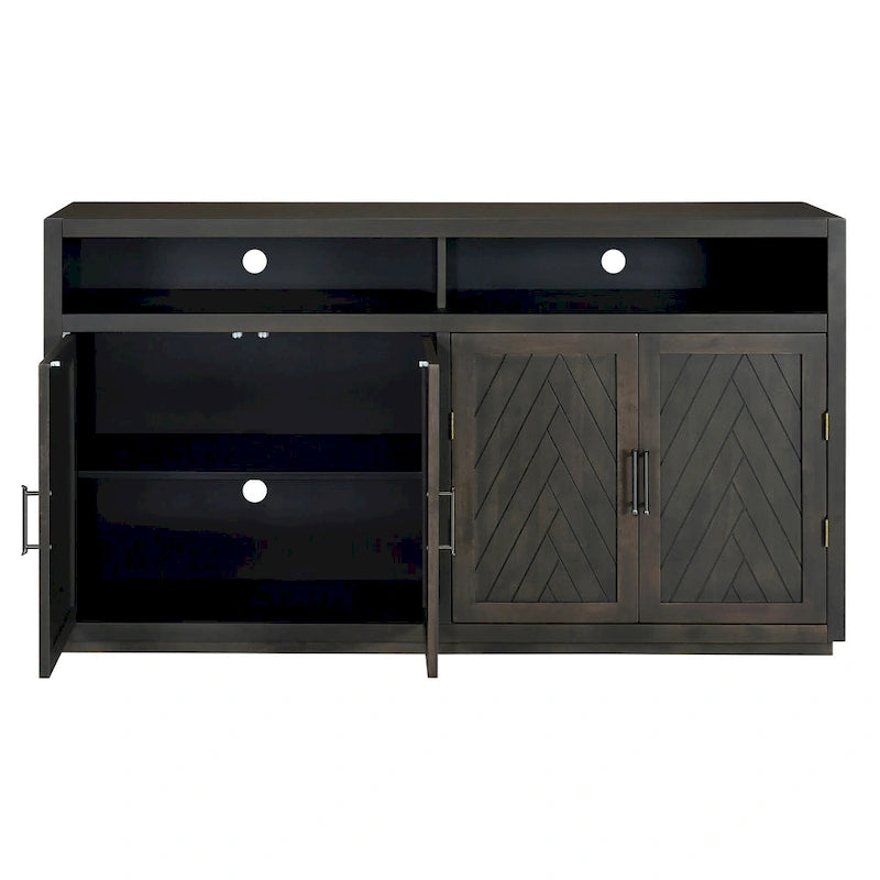 Modern 4-door Classic Sideboard with Open Storage and Adjustable Shelves