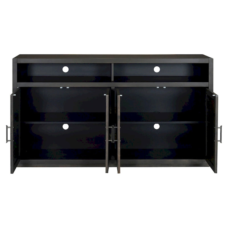 Modern 4-door Classic Sideboard with Open Storage and Adjustable Shelves