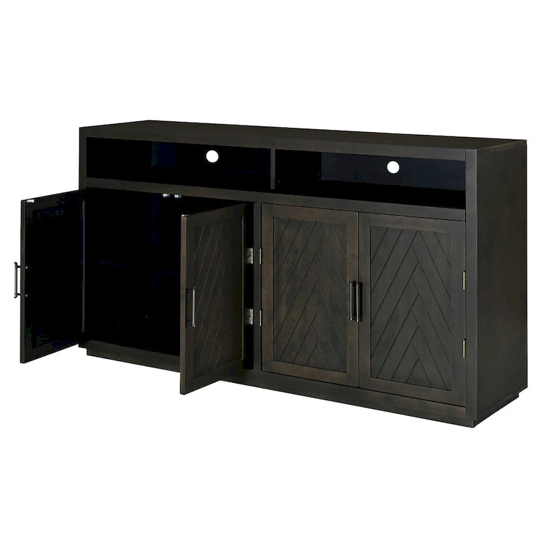 Modern 4-door Classic Sideboard with Open Storage and Adjustable Shelves