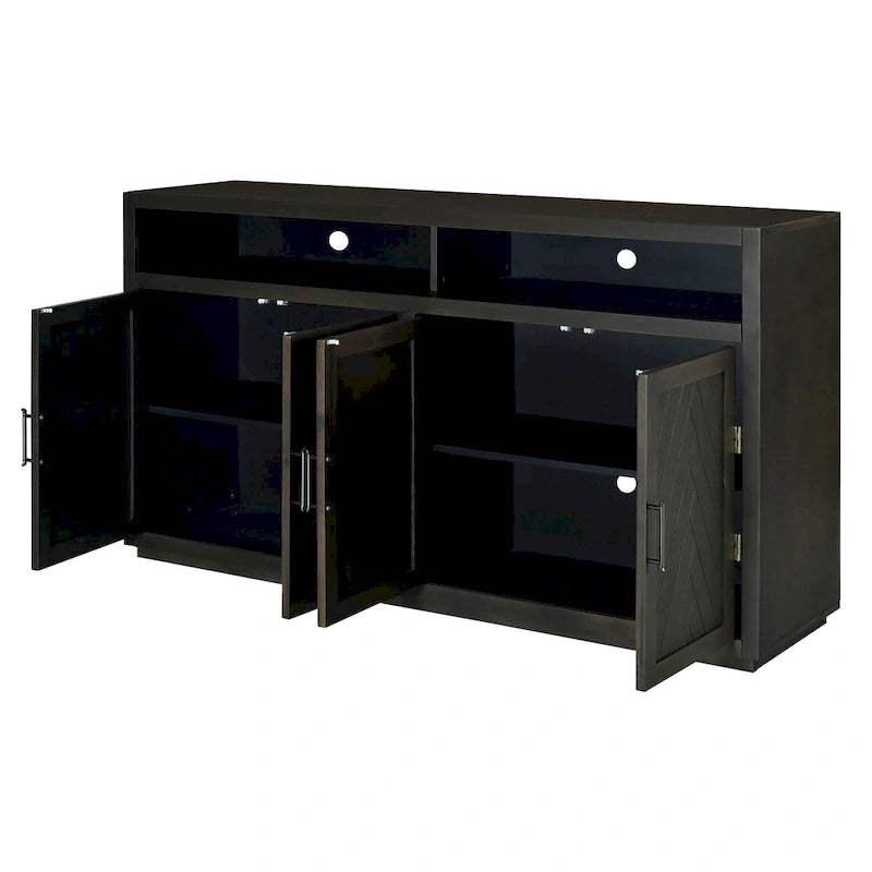 Modern 4-door Classic Sideboard with Open Storage and Adjustable Shelves