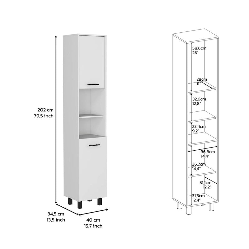 Pantry Cabinet, Three Interior Shelves, White Finish,High quality and durable