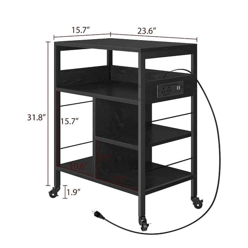 4 Tier Printer Stand with Power Outlet and Wheels