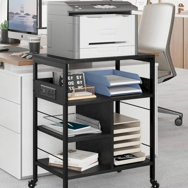 4 Tier Printer Stand with Power Outlet and Wheels