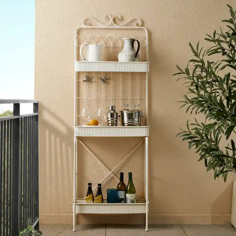 68H 3 Tier Shelving Black Metal Plant Stand Kitchen Shelf Multifunctional Storage Rack for Indoor Outdoor
