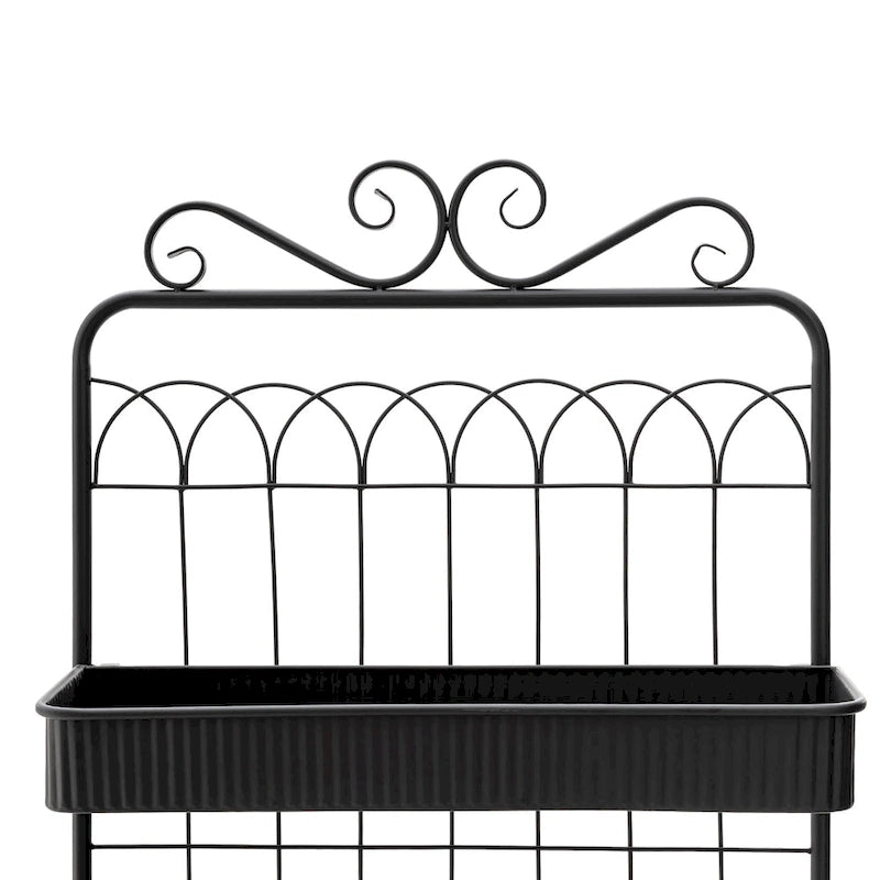 68H 3 Tier Shelving Black Metal Plant Stand Kitchen Shelf Multifunctional Storage Rack for Indoor Outdoor