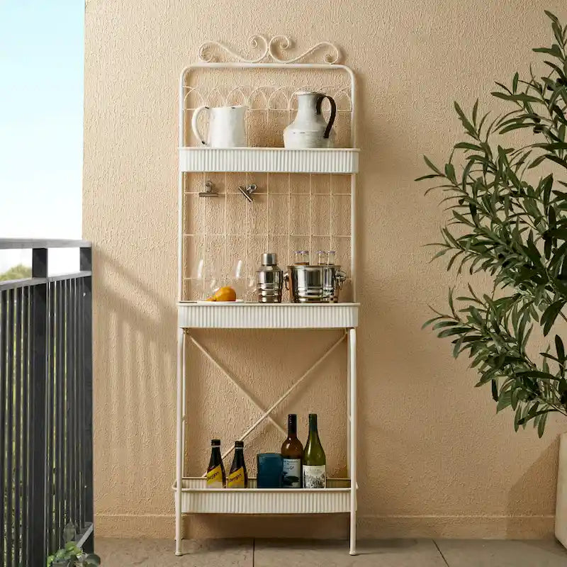 68H 3 Tier Shelving Black Metal Plant Stand Kitchen Shelf Multifunctional Storage Rack for Indoor Outdoor