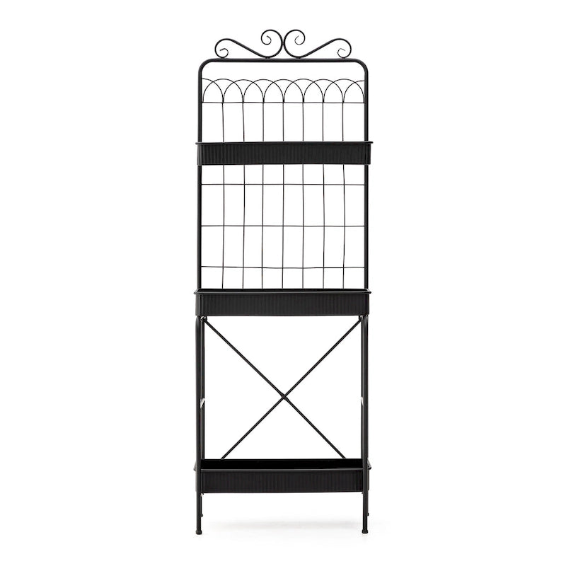 68H 3 Tier Shelving Black Metal Plant Stand Kitchen Shelf Multifunctional Storage Rack for Indoor Outdoor