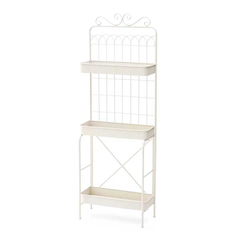 68H 3 Tier Shelving Black Metal Plant Stand Kitchen Shelf Multifunctional Storage Rack for Indoor Outdoor