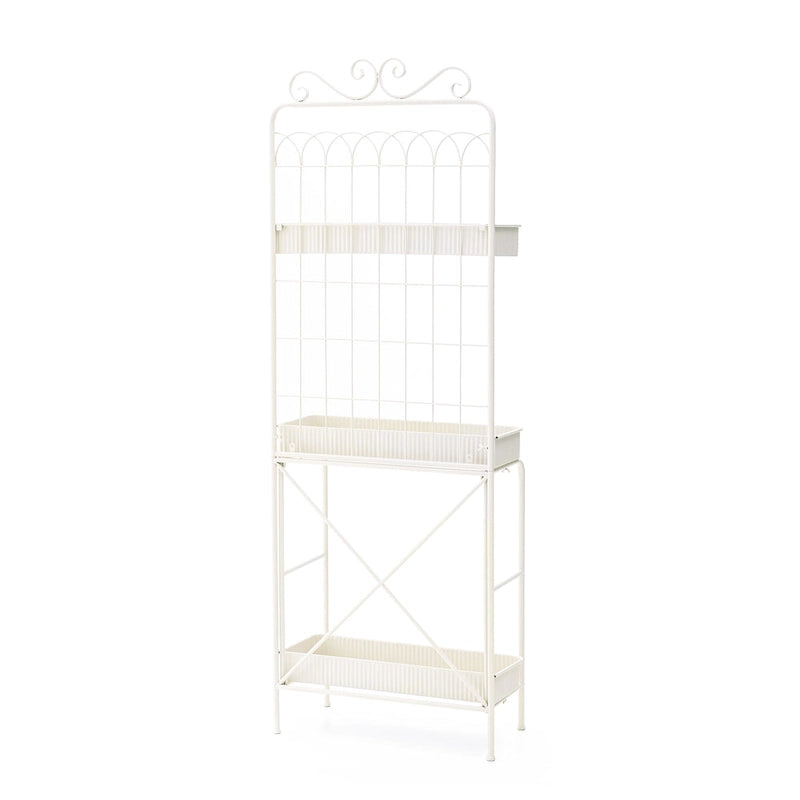 68H 3 Tier Shelving Black Metal Plant Stand Kitchen Shelf Multifunctional Storage Rack for Indoor Outdoor