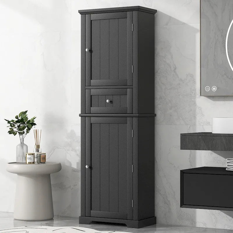22 in. W x 11 in. D x 67.3 in. H Linen Cabinet with Drawer and Adjustable Shelf