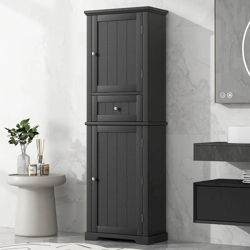 22 in. W x 11 in. D x 67.3 in. H Linen Cabinet with Drawer and Adjustable Shelf