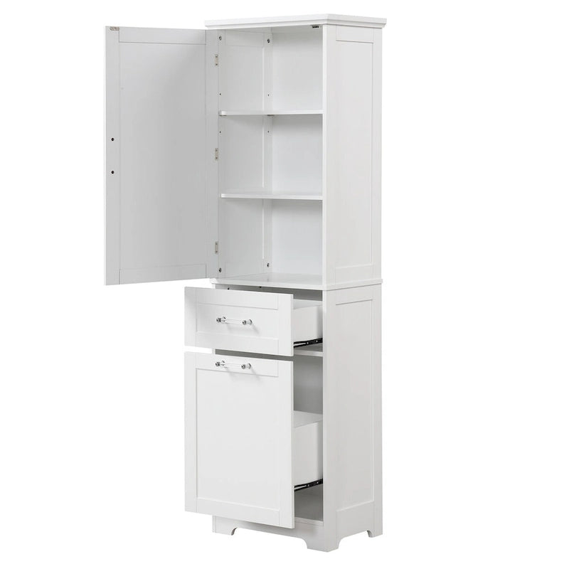 13 in. W x 20 in. D x 68.1 in. H Linen Cabinet with Two Different Size Drawers and Adjustable Shelf