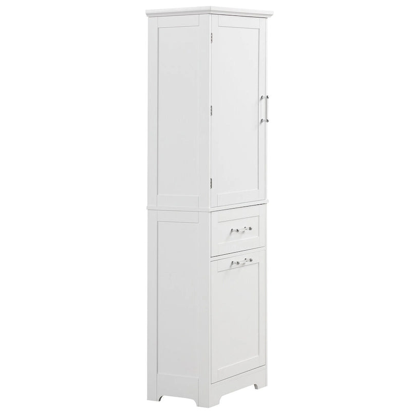 13 in. W x 20 in. D x 68.1 in. H Linen Cabinet with Two Different Size Drawers and Adjustable Shelf