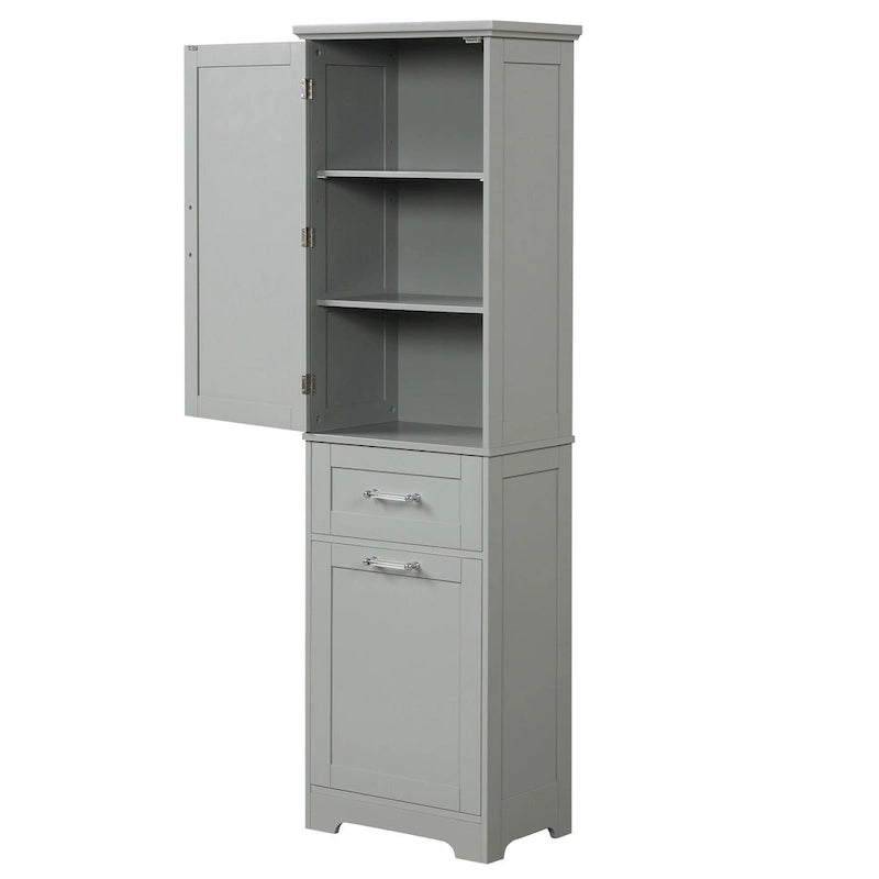 13 in. W x 20 in. D x 68.1 in. H Linen Cabinet with Two Different Size Drawers and Adjustable Shelf