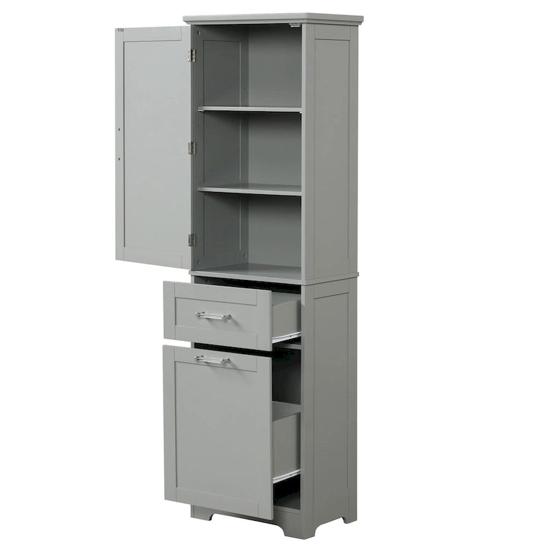 13 in. W x 20 in. D x 68.1 in. H Linen Cabinet with Two Different Size Drawers and Adjustable Shelf