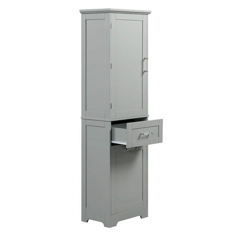 13 in. W x 20 in. D x 68.1 in. H Linen Cabinet with Two Different Size Drawers and Adjustable Shelf