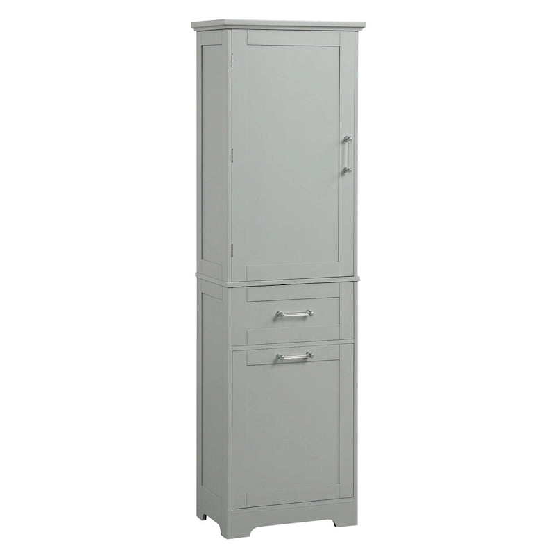 13 in. W x 20 in. D x 68.1 in. H Linen Cabinet with Two Different Size Drawers and Adjustable Shelf
