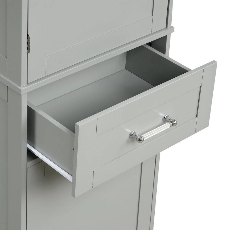13 in. W x 20 in. D x 68.1 in. H Linen Cabinet with Two Different Size Drawers and Adjustable Shelf